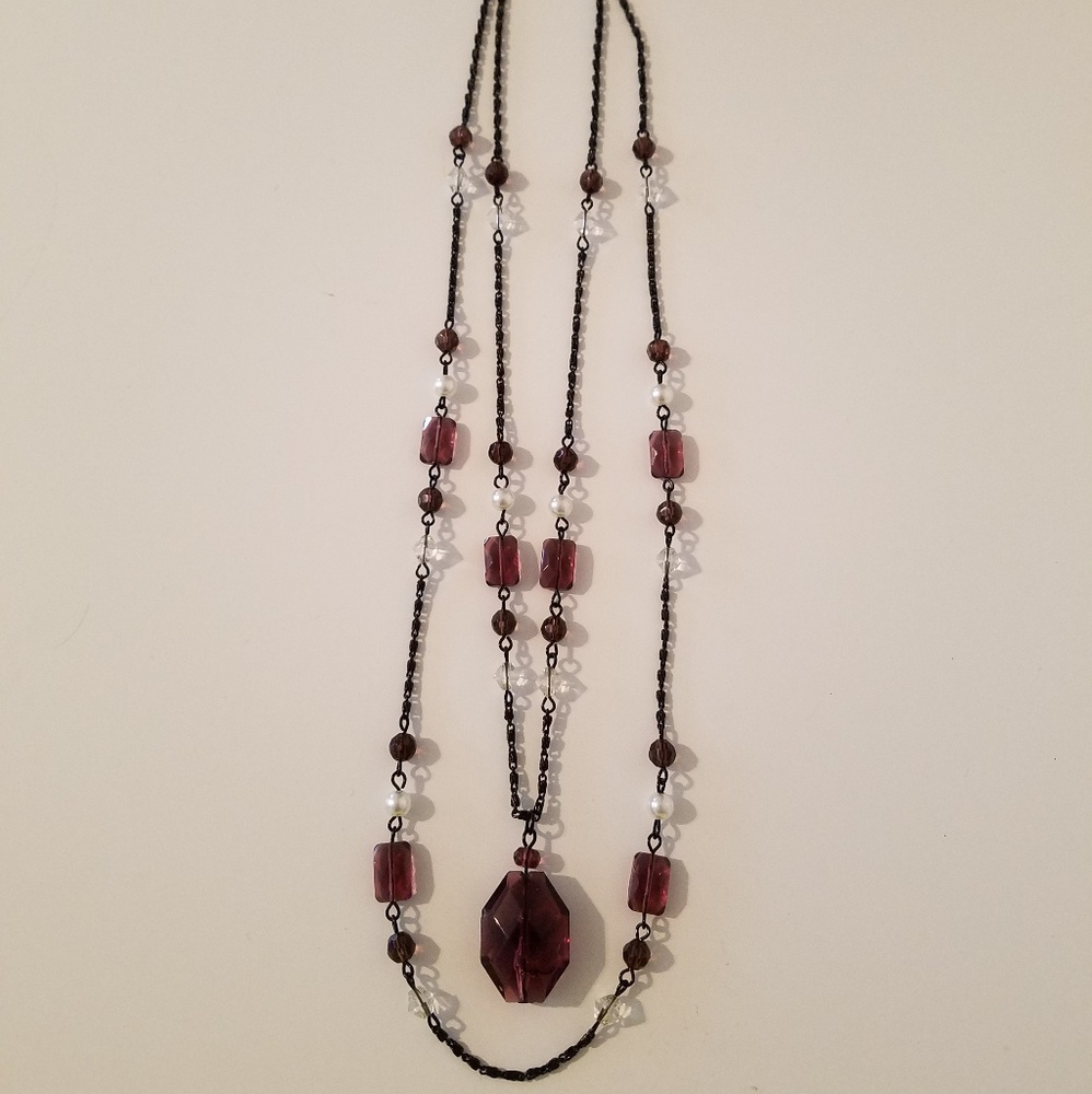 Premier Design Purple & Pearl Necklace